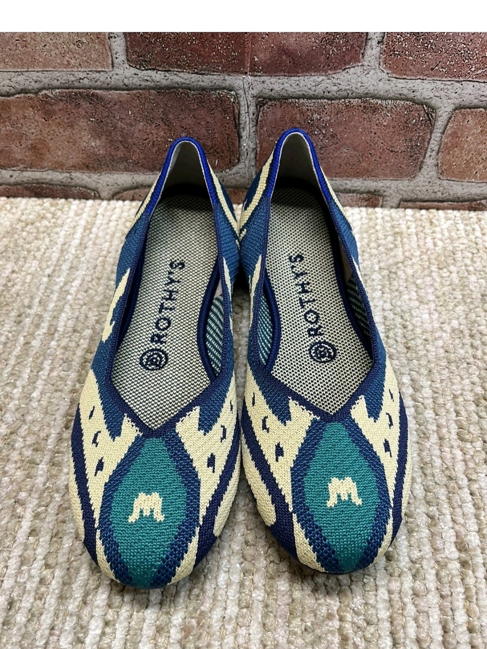 Rothy's Blue, Teal & Cream Knit Ballet Flats - Picture 2 of 10